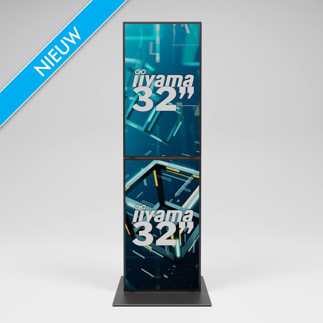 2X32inch mobile staande digitale reclameschermen