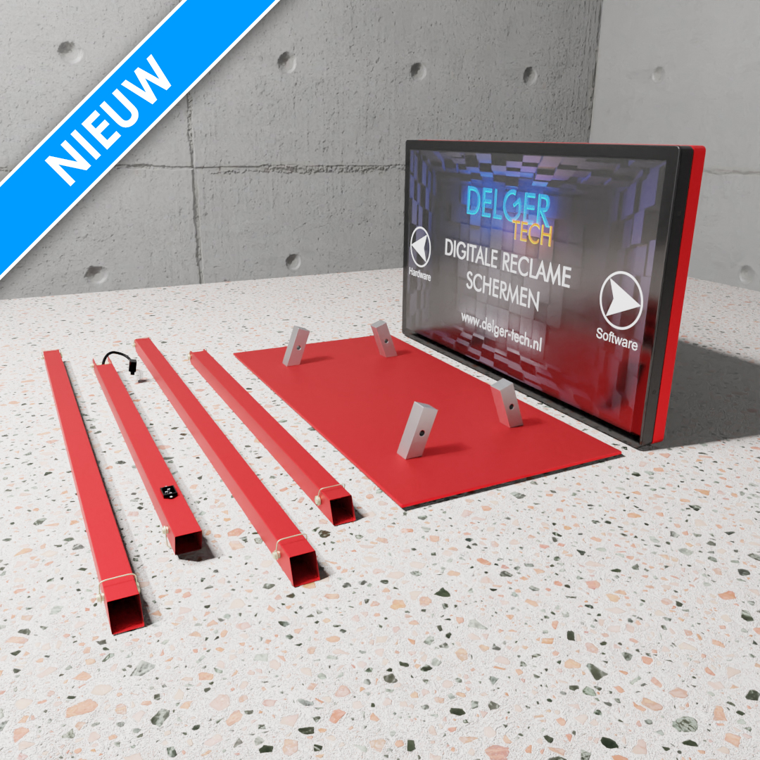 mobiel 43inch kiosk tafelmodel rood